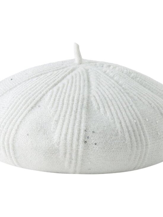 Women\'s Stylish French Lanzom Classic Knitted Beret Hats White main image 2